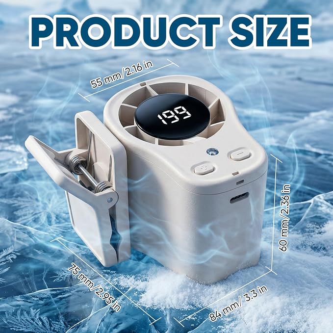 Car Clip on Air Conditioner Fan with LED Display, 360 Rotation, 199 Speeds & Semi-Cooling Technology, USB Rechargeable Personal Fan, Hands-Free Clip on Fan for Cars, Camping (White) - Image 7