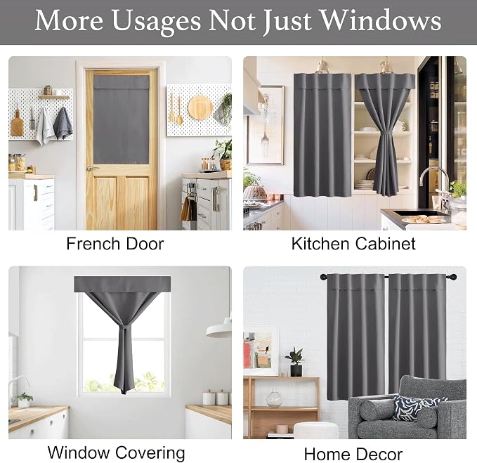 NICETOWN Grey Portable Travel Blackout Curtains 63 Inches Long for Bedroom | Self Adhesive Adjustable Draperies Window Treatment Thermal Insulated Curtains for Living Room, 1 Panel, 42" x 63" - Image 2