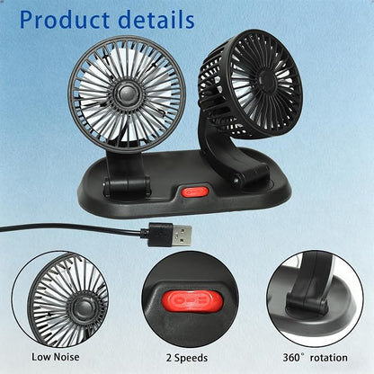 Dual Head Car Cooling Fan-360°Rotation,2 Speeds, Dashboard Fans for SUV/RV/Truck/Sedan/Office,USB Powered (2-Head 5V) - Image 8