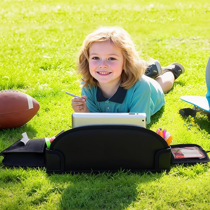 Kids Travel Tray for Toddler Car Seat, Road Trip Activities for Kid | Road Trip Essentials Accessories Lap Tray with iPad Holder Stand & Dry Erase Board as Travel Gifts for Kid,Black - Image 2