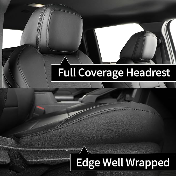 Tacoma Hybrid Seat Covers Full Set for 2024-2026 Toyota Tacoma TRD Sport,TRD Off-Road,Limited,Trailhunter Pickup,Fully Covered,Waterproof Leather Car Seat Protector (Black) - Image 2