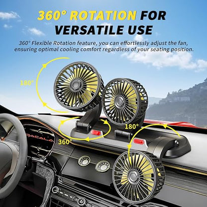 Portable 3-Head Car Cooling Fan with Cigarette Lighter Plug | Powerful Airflow Fan for Vehicles Cars Taxi and Road trips - Image 3