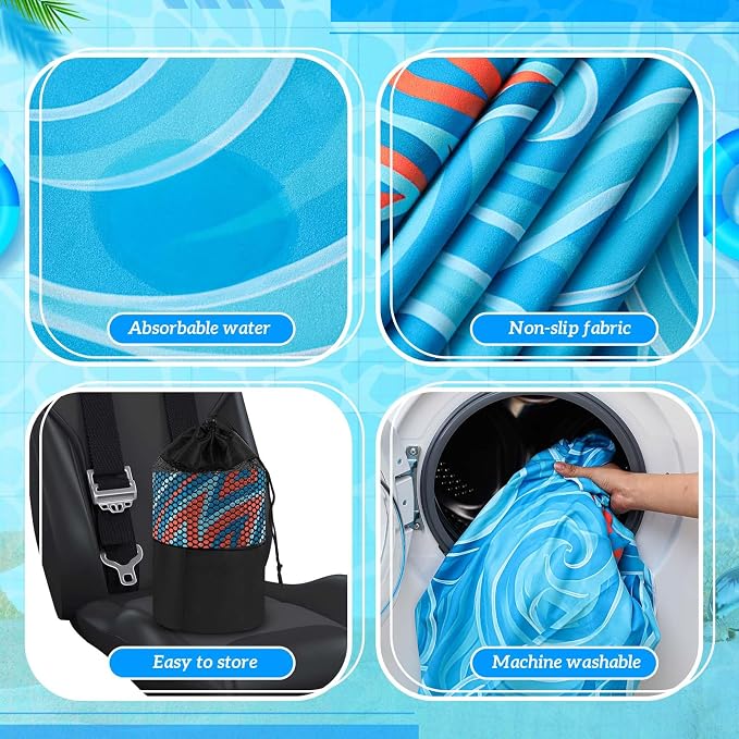 Hahafelt 2 Pack Car Seat Towel Cover with Storage Bag, Colorful Sea Turtle | 63 x 32 in Car Towel Seat Cover Non Slip Waterproof, Gym Workout Swimming Running, Machine Washable Sweat Absorbent Protector - Image 3