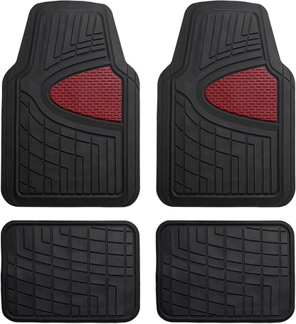 FH Group Automotive Floor Mats - Heavy-Duty Rubber Floor Mats for Cars, Universal Fit Full Set, Climaproof Floor Mats, Trimmable Floor Mats for Most Sedan, SUV, Truck Floor Mats Burgundy by FHGroup