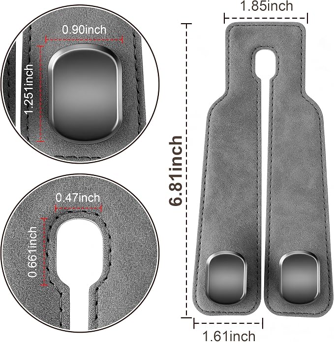 SUKIPIN Car Hooks, Car Seat Headrest Hooks for Purses and Bags 4-Pack Gray | Car Accessories for Women, Solid Durable Construction, Quick Tool-free Mounting, Universal Fit for Most Vehicle Headrests - Image 2
