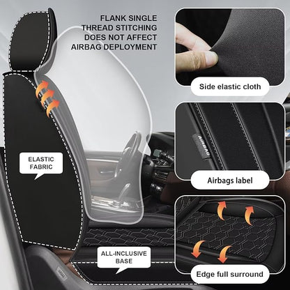 Front Seat Covers for Nissan Rogue Sport 2017-2022 Faux Leather | Waterproof Breathable Scratch Resistant 360° Wrap Airbag Compatible Easy Clean (2 Seats,Black) - Image 3