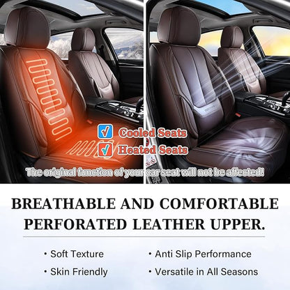 Coverado Car Seat Covers, Seat Covers for Cars, Waterproof Leather Auto Seat Protectors, Leather Car Seat Cushion, Car Interiors Accessories Universal Fit for Most Cars - Image 3