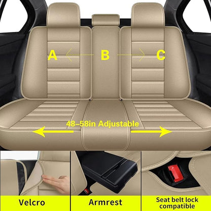 IKABEVEM Car Seat Covers for Kia Seltos 2021-2025 2026 Full Set(5 Seats) | Luxury Fuax Leather, Waterproof, Airbag Compatible, Easy to Install, Scratch‑Resistant Seat Protection, Beige - Image 2
