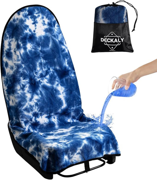 Car Seat Towel Covers with Storage Bag, Waterproof Sweatproof Towel Seat Cover Universal Front Seat Covers Washable Non-Slip Seat Protector for Workouts(Blue & White - Point, 1Pcs Front Seat Cover) by DECKALY