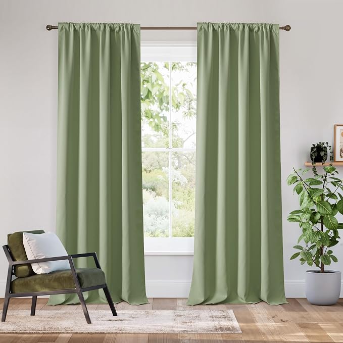 RYB HOME Bedroom Blackout Curtains 84 inches Long, 100% Blackout | Thermal Insulated, Noise Reducing, Curtains for Living Room Nursury, For Sleep, W42 x L84, Biscotti Beige by RYBHOME