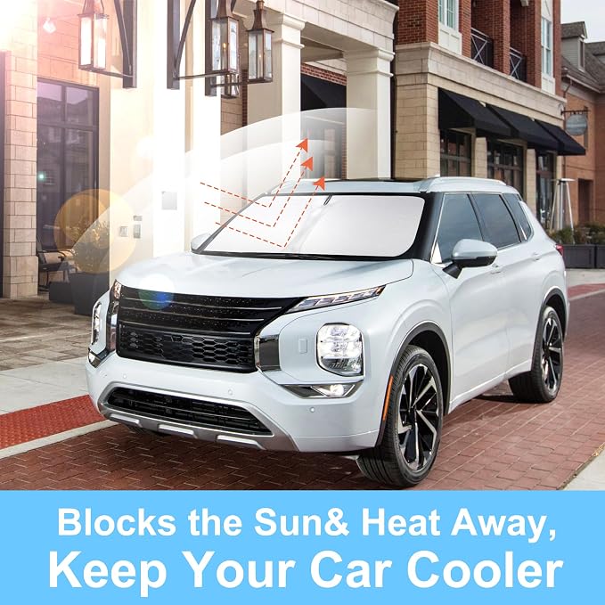 Windshield Sun Shade for 2022-2026 Mitsubishi Outlander | Full covered for windshield, Foldable & Durable, Block UV Rays, Reduce Heat, Easy to install, Keep Car Cooler - Image 6