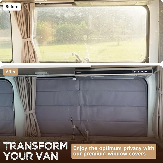 Living in a Bubble Insulated Blackout Mid Left Side Window Cover for Mercedes Sprinter Van Year 2007-2026 170" Length LWB & XLWB, NCV3 & VS30 (Bare Metal Frame) - Image 4