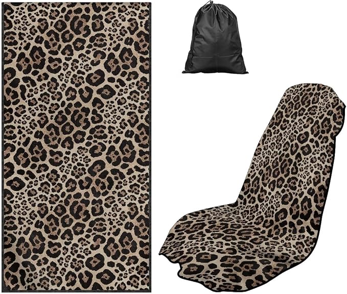 SEANATIVE Cheetah Leopard Car Seat Towel Cover, Universal Car Seat Cover and Changing Towel, Super Absorbent Transition & Seat Wrap, Ideal for Gym Swimming Surfing Running - Image 5