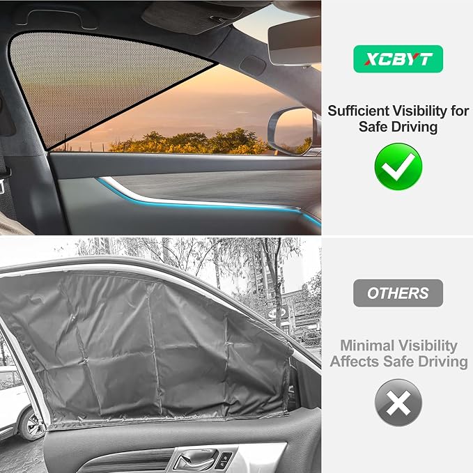 XCBYT Car Window Shades for Driver Side, Magnetic 2 Pack | Universal Fit, Sun & Glare Protection, Rearview Mirror Safe Partial Protection, Heat Reduction, For SUV, Truck - Image 7