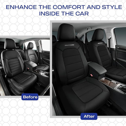 Skechers Memory Foam Car Seat Covers,Thick Cool Touch Fabric Seat Covers Front Seat Covers Airbag Compatible,Automotive Comfort Protection for Most Cars,Vans,Trucks,SUV,Black - Image 6