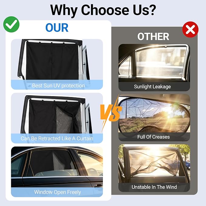 Magnetic Car Window Shades for Baby 1 Pack Cartoon Sun Shade for Side Window Double Layer UV Protection No Suction Cups Required Car Curtains for Toddlers, Fits Most SUVs & Sedans (Blue) - Image 6