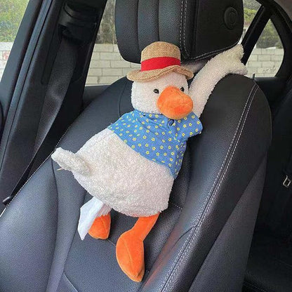 DULRLLY Plush Duck Car Tissue Holder - Animal-themed Cute Duck Butt Tissue Dispenser - White - Image 2