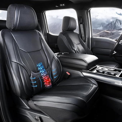 Coverland Custom Car Seat Covers Full Set, 2011-2024 F-450 Super Duty Crew Cab, Super Cab, Airbag Compatible, Water Resistant Leather, Memory Form Back Support Car Seat Cushion (Full Set - Black) by Coverland