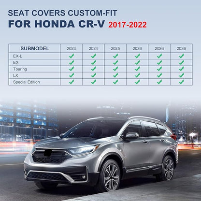 IKABEVEM Custom for Honda CR-V Seat Covers 2017-2022 Full Set - Touring,EX,Sport,SE&EX-L Luxury Faux Leather Car Seat Protector Interior Accessories(Black) - Image 2