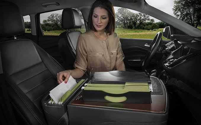 AutoExec AE-FMEF-PS-21M Efficiency FileMaster Car Desk for Your Vehicle Workstation and Mobile Office, Mahogany with Printer Stand | Vehicle Workstation, Mobile Office, Printer Stand - Image 2