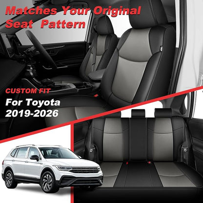 TTX LIGHTING Custom Fit for Toyota RAV4 Seat Covers 2019-2026 5-Seats | Original Seat Pattern | Full Coverage | Easy Install | Waterproof | Faux Leather | Shield Your Car Seats | All Season - Image 2