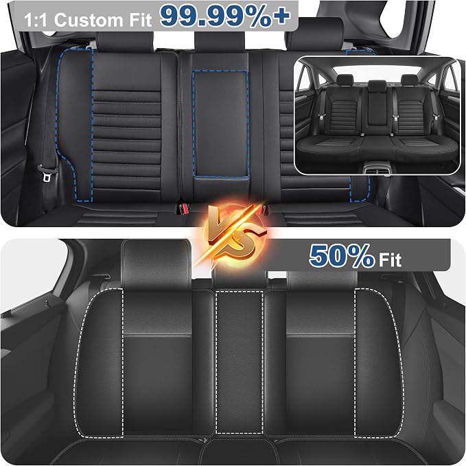Custom for Ford Fusion Seat Covers SE/Titanium/S/SEL/Sport/Platinum 2013 2014 2015 2016 2017 2018 2019 2020 Car Seat Covers Full Set Faux Leather Car Seat Cushion Protector (Black, 5 Seats) - Image 7