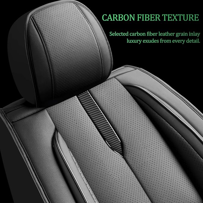 Fit Sentra Car Seat Covers for Nissan Sentra 2008-2024 2025 2026-Upgraded Premium Waterproof & Breathable Leather, Airbag Compatible, All-Weather Seat Cushion Protector,2 Front/Black - Image 3
