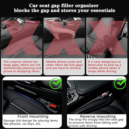 Car Seat Gap Filler Organizer of 2, 2 in 1 Car Gap Filler(Beige) | Universal Gap Filler with Storage Pockets, No Drop Seat Guard for Phones Keys Cards,Car Accessories for Most Cars Trucks SUVs - Image 3