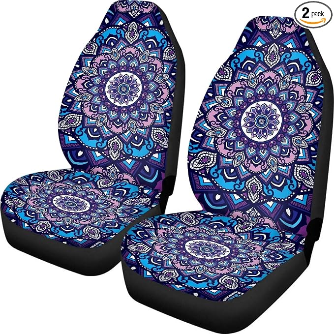 Boho Mandala Car Seat Covers Front Set Floral Premium Polyester Seat Covers Comfort Decorative Front Bucket Seat Cover for Cars Sedans Truck SUV Vans by TOADDMOS