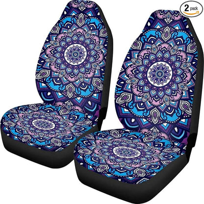 Boho Mandala Car Seat Covers Front Set Floral Premium Polyester Seat Covers Comfort Decorative Front Bucket Seat Cover for Cars Sedans Truck SUV Vans by TOADDMOS
