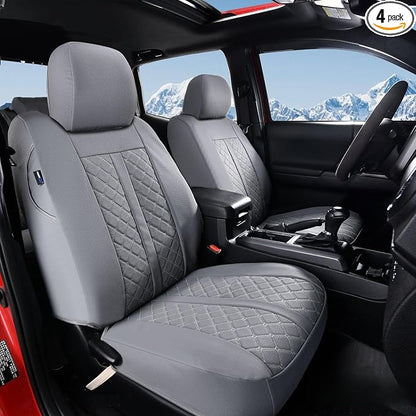 Truckiipa Tacoma Leather Seat Covers Front Pickup Truck Seat Covers Custom Fit for 2005-2015 Toyota Tacoma Double Crew Cab, Front Pair, Gray by Truckiipa