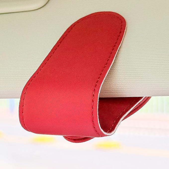 American Flag - Car Sunglass Holder, Magnetic Leather Eyeglass Hanger Mount Clip Holder for Car Visor Accessories (Wine Red) | Magnetic Leather - Image 4