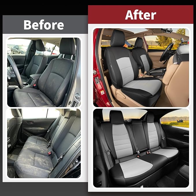 HKZ Customized Special seat Cover for Toyota Corolla (Black+Grey, 2023-2026 Corolla L LE (Non-Hybrid)) - Image 5