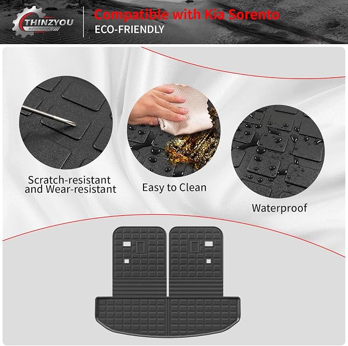 Trunk Mat with Backrest Mat for 2021-2025 2026 Kia Sorento | Cargo Mat Cargo Liner Trunk Liner TPE All Weather Back Seat Cover Protector 2024 Sorento Accessories - Image 4