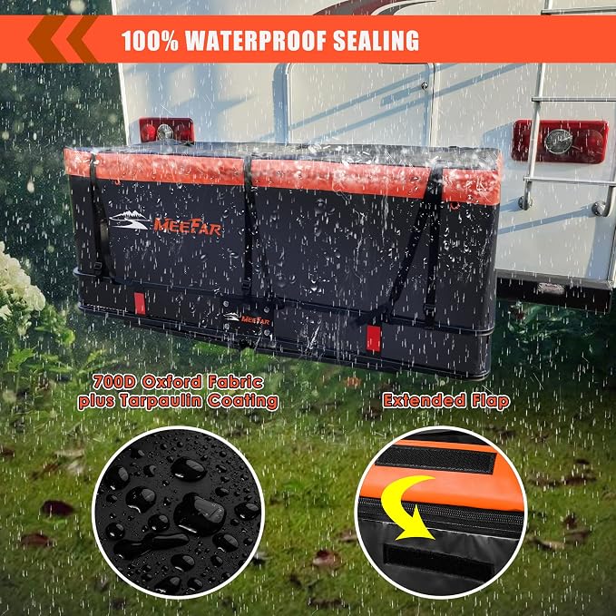 Hitch Mount Cargo Carrier Bag 100% Waterproof 19.7 Cubic Feet Luggage Rack | Soft Shell Luggage Bag,Include 8 Reinforced Straps,Combination Lock,for All Vehicle with Steel Trailer Cargo Carrier Basket - Image 7