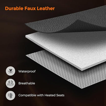 DrCarNow Seat Covers for Ford Mustang 2015-2026 Coupe/Fastback Hardtop | Full Set, Custom Fit, Faux Leather Car Seat Covers, Factory-Look, Waterproof, Interior Protector Accessories, Carbon Fiber - Image 8