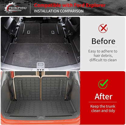 Cargo Mat with 3rd Row Backrest Mat for 2020-2026 Ford Explorer | 6&7 Passenger Trunk Mat Cargo Liner Seat Back Cover Protector TPE All Weather Trunk Liner 2025 Explorer Accessories - Image 2
