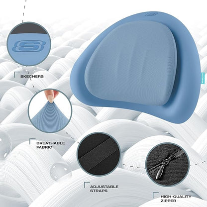 Skechers Lumbar Pillow Premium Memory Foam, Double-Layer-Office Chair Cushion for Tailbone Pain Relief,Butt Pillow for Office Chair,Car seat Cushion,Long Sitting Office Workers,and Car Drivers,Blue - Image 3