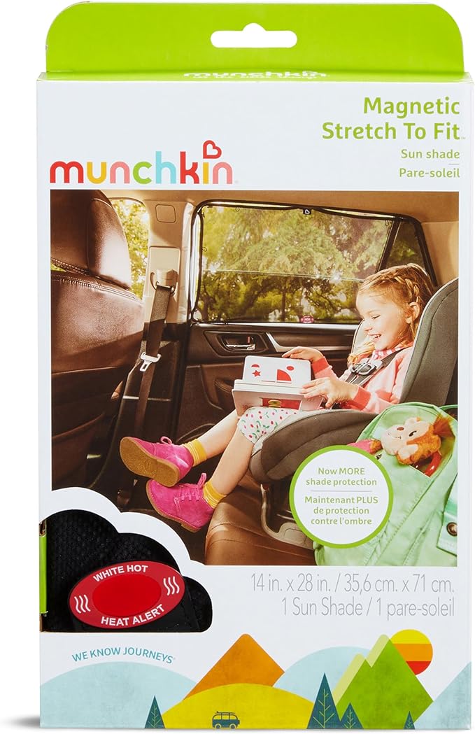 Munchkin Brica Magnetic Stretch-to-Fit Car Window Shades, Black, 1 Pack - Image 6