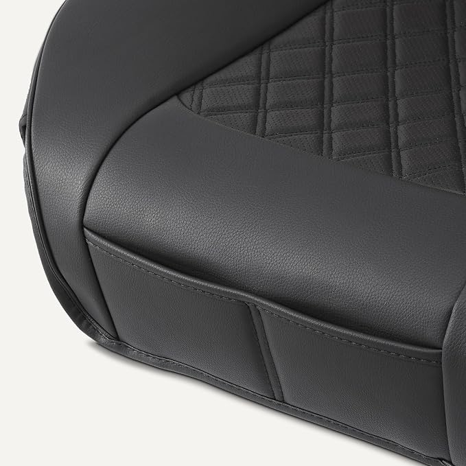 Amazon Basics Front Car Seat Covers, Breathable Faux Leather, Universal Seat Protectors, 2-Pack - Image 4