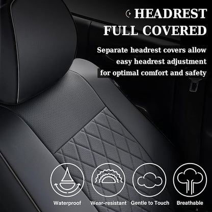 Coverado Tacoma Seat Covers Full Set, Faux Leather Car Seat Covers Custom Fit for 2005-2023 Toyota Tacoma Double & Crew Cab SR SR5 Limited TRD Sport/Pro/Off Road Toyota Tacoma Accessories (Black) - Image 4