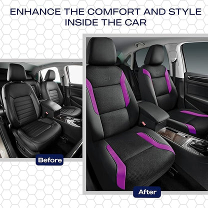 Skechers Memory Foam Car Seat Covers, Air Cool Mesh Thick Seat Covers,Car Seat Covers Front Seats,Airbag Compatible, Automotive Comfort Protection for Most Cars,Van,Trucks, SUVs,Purple - Image 6