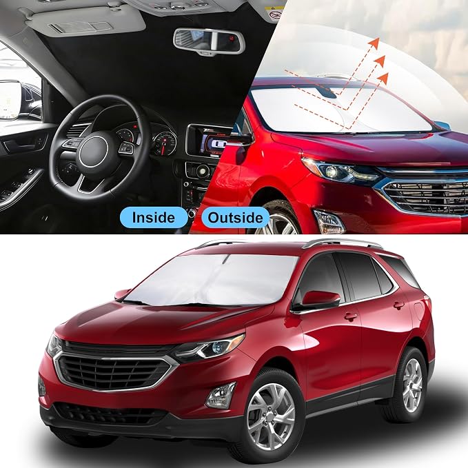 Front Windshield Sun Shade Foldable Car Front Window Sun Shade Windshield Shade Custom Fit for 2018-2026 Che-vrolet Equinox Block UV Rays Accessories Heat Keep Cooler - Image 2