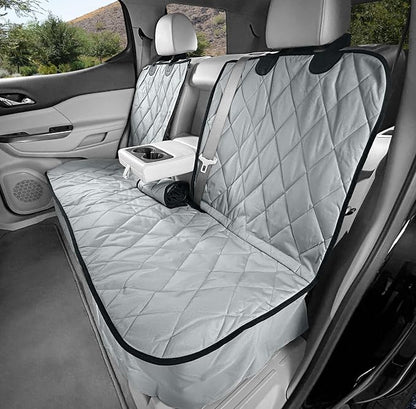 4Knines Dog Rear Seat Cover for Fold Down Seats - Fitted, Grey Regular | Heavy-duty split design fits 60/40 and 50/50 fold-down seats. No Hammock. K9-Shield waterproof layer. Non-slip backing. by 4Knines