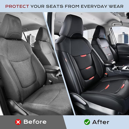 Coverado Toyota RAV4 Seat Covers Custom Fit 2019-2025, Leather, Full Set | Car Seat Covers for Toyota RAV4 2019-2025(Hybrid) LE,XLE,XLE Premium,Limited, Airbag Compatible & Easy Install & Waterproof - Image 5