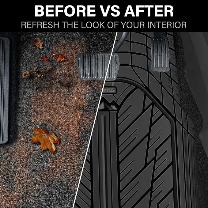 CAR PASS Floor Mats for Cars M-L Size, Heavy Duty Rubber Floor Mats with Trunk Cargo Liner, Universal Trim-to Fit Automotive Floor mats for Truck Van SUV Waterproof All Weather Car Mats Solid Black - Image 8