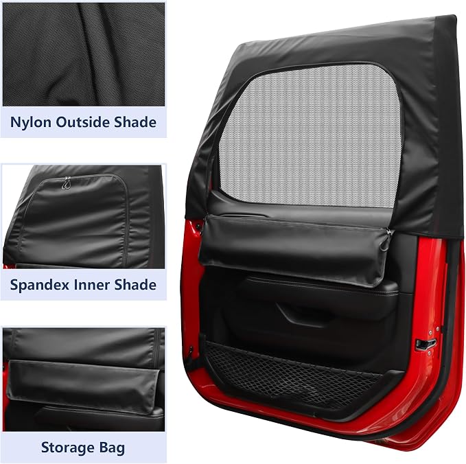 sukemichi Side Car Window Sunshades for Jeep Wrangler JK JL Gladiator JT Accessories, 2 Pcs Front Window Sun Shade Privacy Full Covers/Half Shade for Jeep Wrangler, Window Curtains for Baby Protection - Image 8