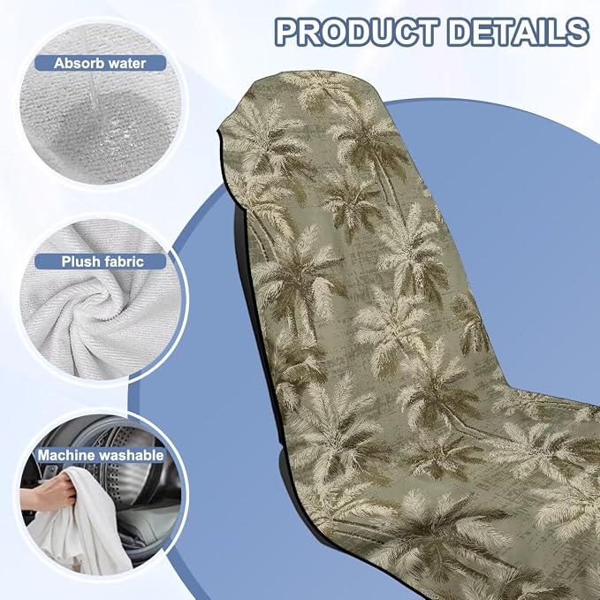 1 Piece Car Towel Seat Cover Palm Tree Front Seat Towel Cover Breathable Soft Cars Accessories with Storage Bag for Cars, SUVs, and Trucks - Image 6