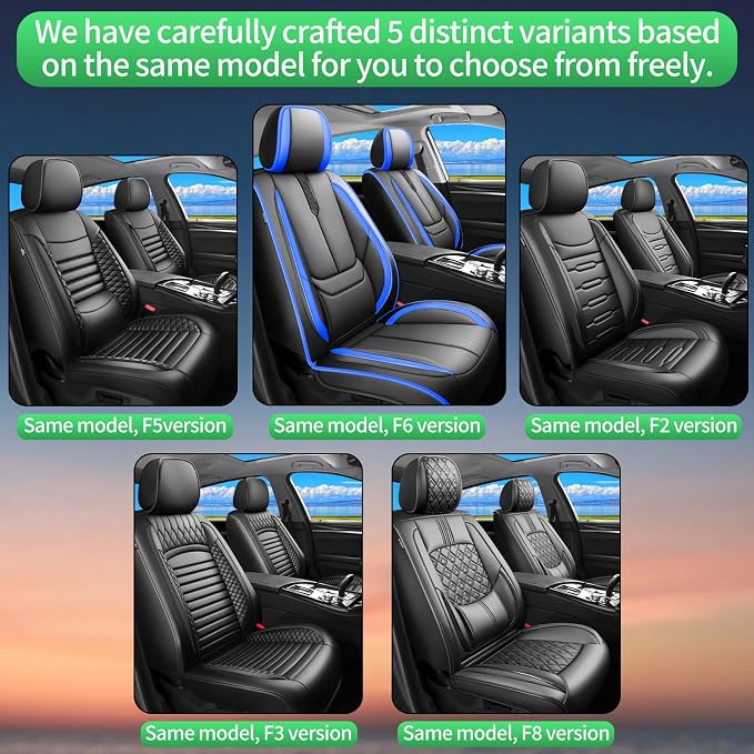 Fit Altima Car Seat Covers for Nissan Altima 2010-2024 2025 2026 -Upgraded Premium Waterproof & Breathable Leather,Airbag Compatible,All-Weather Seat Cushion Protector,2 Front/Black-Blue - Image 9