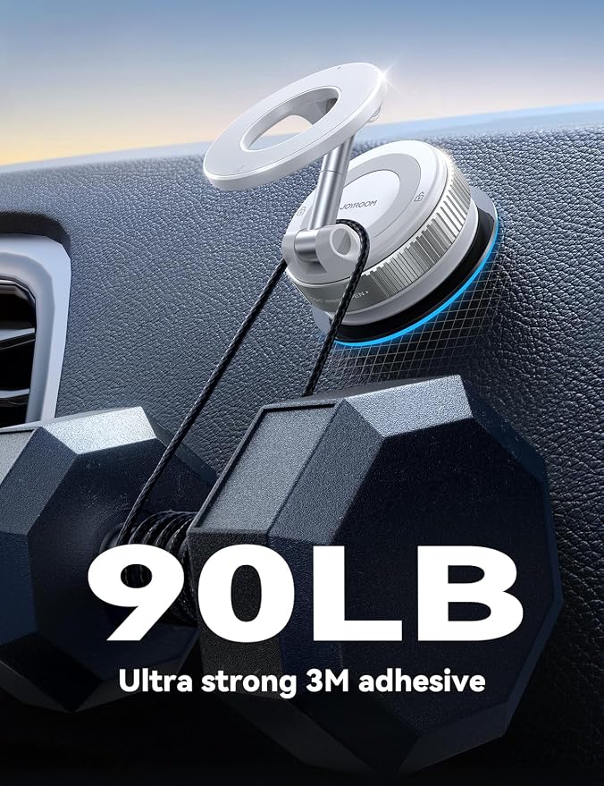 JOYROOM Magsafe Car Mount, Vacuum Car Phone Mount with Strong Magnetic, 360° Metal Strut Suction Cup Phone Mount for iPhone 17 Pro Max/16 15 14 13 12 Series& Android Magsafe Case, White - Image 7